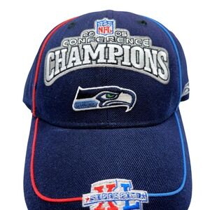 Reebok Seattle Seahawks 2005 NFC Conference Champions SuperBowl XL Hat Navy Blue